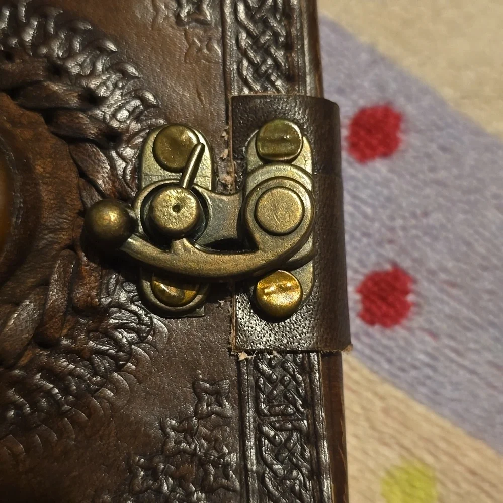 ♥️BUY 2 GET 1 FREE Earthbound Embossed Leather God's Eye Journal w/ Brass Clasp